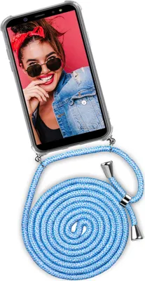 Produktbild von TWIST-Case + TWIST-Cord für Samsung Galaxy A6 (2018), Farbe:Chilly Jeans (Silber)