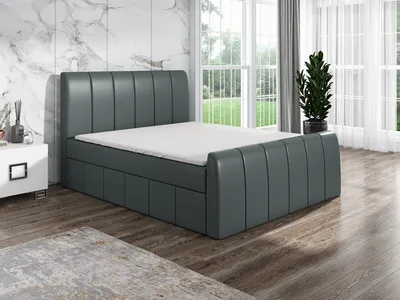Produktbild von Boxspringbett IKA 200x200 mit 2 Bettkästen, Bonell-Matratze und Topper. Möbel vom Hersteller- Handarbeit! Bett Komplett-Set mit Matratze, Bettkasten & Kopfteil. Modern und robust.