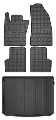 Produktbild von Gummimatten + Kofferraumwanne für Fiat 500X 2014-2018 (SUV/Crossover, mit Reserverad) – Schwarz, passgenau – Wielganizator SolidPRO