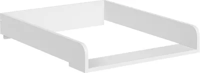 A white changing table topper with raised edges, shown from a slightly elevated diagonal angle against a white background.