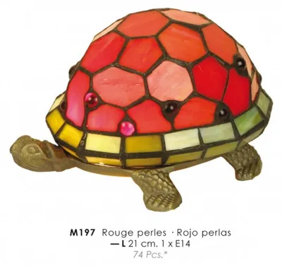 Produktbild von Casa Padrino Tiffany Tischleuchte Schildkröte Rot Ø 21cm - Tiffany Deko Lampen