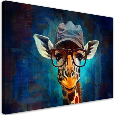 Produktbild von Leinwandbild Giraffe Pop-Art 120x80 Feeby Blau bild für die wand bereit zum aufhängen