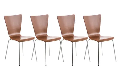 Produktbild von CLP 4er Set Besucherstuhl Aaron mit Holzsitz und Metallgestell braun
