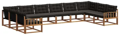 Produktbild von vidaXL Outdoor-Sofagarnitur mit Kissen 10 pcs Natürlich und Schwarz