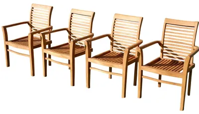 Produktbild von 4Stk ECHT TEAK Design Gartensessel Gartenstuhl Sessel Holzsessel Gartenmöbel Holz sehr robust Modell: 4x ALPEN