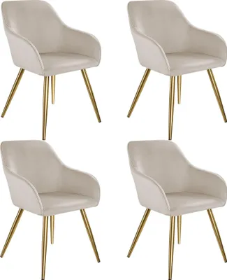 Image de Chaise MARILYN Effet velours style scandinave - taupe/or, Lot de 4