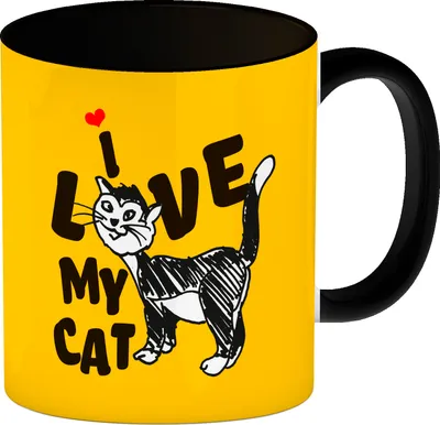 Produktbild von I live my cat Kaffeebecher Schwarz Du bist noch auf der Suche nach einem