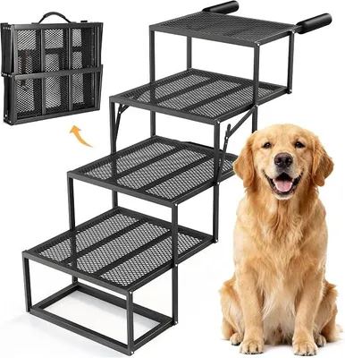 Imagen del producto de Escalera para perros, plegable, portátil, con 4 escalones, ideal para el coche