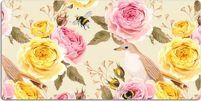 Produktbild von Schreibtischmatte Tischunterlage 100x50 cm Mauspad - Vögel und Rosen