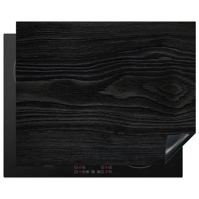 Produktbild von KitchenYeah© Herdabdeckplatte Schwarz - Holzoptik , 65x52cm, Küche Deko, Glaskeramikkochfeld Herdabdeckung, Abdeckplatte fùr Kochfeld