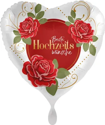 Produktbild von Hochzeitswünsche Herz Folienballon 45cm