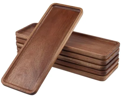 Produktbild von Set aus 6 rechteckigen Akazienholz-Tabletts