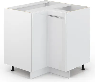 Produktbild von Vicco Eckunterschrank Fame-Line, 80.5 cm ohne Arbeitsplatte, Weiß Hochglanz/Weiß