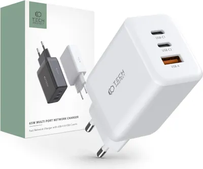 Obrázok produktu pre Tech-Protect C65W-2 3-portov sieov nabjaka Pd65W/Qc3.0 biela