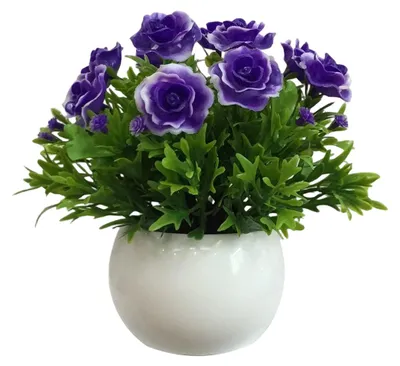 Produktbild von Künstliche Topfpflanze, Bonsai-Stil, Blumentopf für Zuhause und Büro (Weiß)