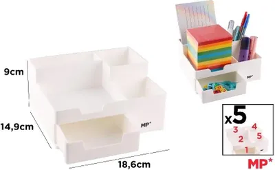 Immagine prodotto di Organizzatore da tavolo con cassetto bianco