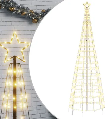 Image de vidaXL Sapin de Noël à LED avec piquet de terre 570 LED blanc chaud 300 cm