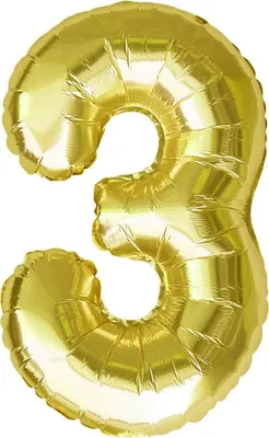 Produktbild von Oblique Unique 1x Folien Luftballon mit Zahl 3 Geburtstag Jubiläum Party Deko Ballon - gold