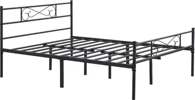 Produktbild von Metallenes Luxus-Bettgestell - 2-Personen-Zwischenbett - 140 x 200 cm - Mit Lattenrost - Schwarz