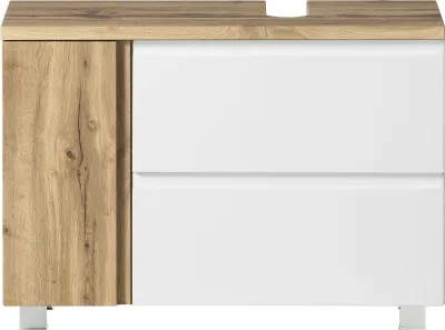 Produktbild von Waschbeckenunterschrank >Paris< in weiß, Wotaneiche, MDF - 85x54x35cm (BxHxT)