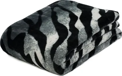 Produktbild von GÖZZE Cashmerefeeling Kuscheldecke flauschige atmungsaktive Mikrofaser-Wohndecke mit Sibirischem Tiger Motiv Silber 150 x 200 cm
