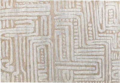 Obrázek produktu pro BELIANI Koberec béžový a šedý polyester 160 x 230 cm geometrický vzor moderní minimalistický styl obývací pokoj ložnice