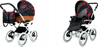 Produktbild von Babylux® Classic White | 2in1 Kinderwagen Set | Red Bow | Kombikinderwagen | Kinderwagenset | Bu