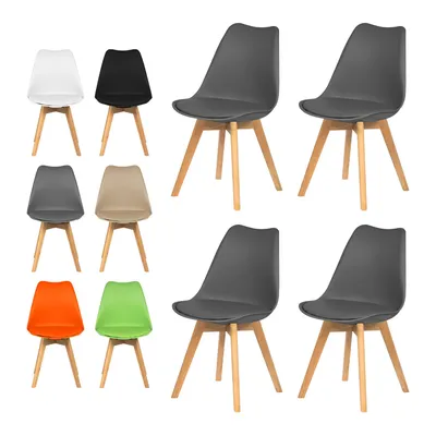 Immagine prodotto di xDays Set di 4 sedie da pranzo Grigio – Sedia Tulip – Seduta in PP – Gambe in legno – 120 kg