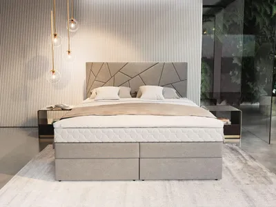 Produktbild von Masseno Boxspringbett TRANI 180x200 cm Komplett-Set mit Bonell Matratze und Topper, Polsterbett mit Bettkästen -Beige, INARI 22