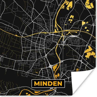Produktbild von MuchoWow® Poster Gold - Deutschland - Karte - Minden 50x50 cm - Wohnzimmerdekoration
