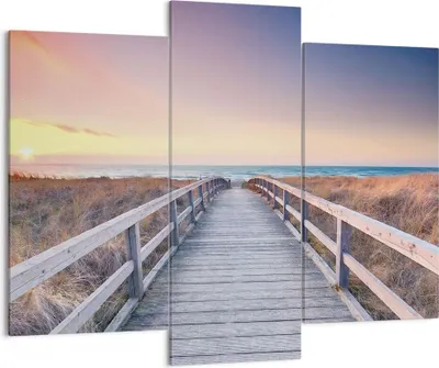 Produktbild von Bild auf Leinwand - Leinwandbild - 3 Teile - Weg Meer Brücke - 130x100cm - Wand Bild - Wanddeko - Wandbilder - Leinwanddruck - Bilder - Wanddekoration - Leinwand bilder - Wandbild - CB130x100-4948