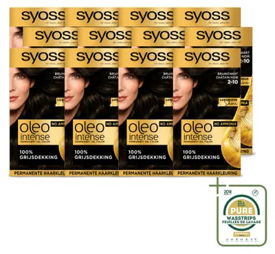 Productafbeelding van 12 x SYOSS Oleo Intense 2-10 Permanente Haarkleuring - Donkerbruinzwart - Verpakking met 12 stuks