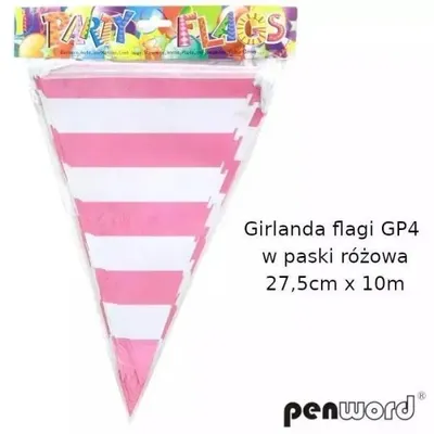 Imagen del producto de Guirnalda de banderines rosas, 27,5 cm x 10 m - Penword