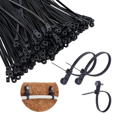 Kabelbinder-Set 300 Stück, Nylon, 154x7,5 mm, mit Schrauben