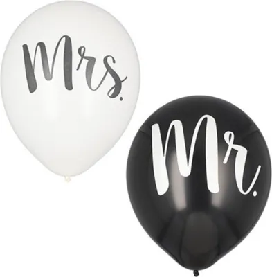 Productafbeelding van Papstar ballonnen voor een bruiloft, "Mr. en Mrs.", diameter 29 cm, 6 stuks