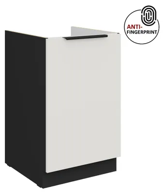 Produktbild von Küchen Spülenunterschrank 50 cm Küche ARIA Weiss ultra matt + Schwarz matt, hochwertige Fronten mit Anti Fingerprint Beschichtung Küchenzeile Küchenblock