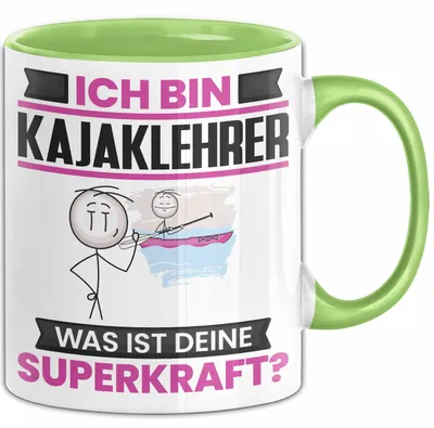 Produktbild von Kajaklehrer Tasse Geschenk für Kajaklehrer Geburtstag Lustiger Spruch Kaffee-Becher Was Ist Deine Superkraft (Grün)