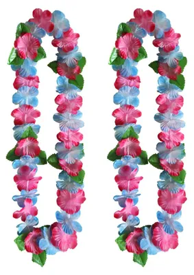 Hawaiianische Blumenkette, 2 Stück, mehrfarbig, Polyester, 105 cm