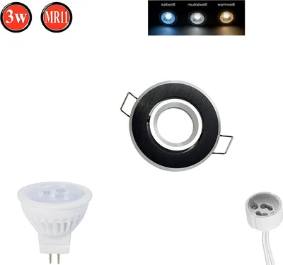 Obrázok produktu pre Zapustené bodové svietidlo Otočné 35° Ø60 mm Otvor pre vŕtanie Hliník vrátane MR11 3W Neutrálna biela 255lm LED žiarovky Čierna kartáčovaná Okrúhla