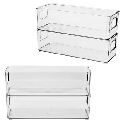 Kühlschrank-Organizer, stapelbar, 4er-Set, 25,5x10x7,6 cm, transparent