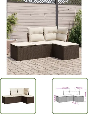 Produktbild von The Living Store 4-tlg. Garten-Sofagarnitur mit Kissen Braun Poly Rattan