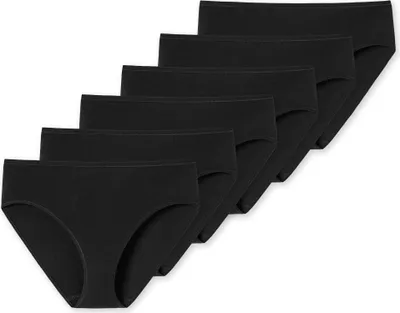 Produktbild von SCHIESSER Damen Slips 6er Pack - Jazz-Pants, Baumwolle Essentials, Basic, Stretch Schwarz 42 (Gr. X-Large)