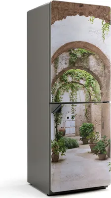 Obrázek produktu pro Zelená chodba s rostlinami - Magnetický kryt lednice - Magnetická dekorace na lednici - Samolepicí magnetická tabule - Magnetická fólie na dveře lednice - 70x190 cm