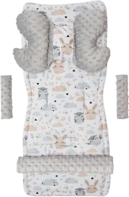 Produktbild von Famanu Sitzauflage und Sitzeinsatz für Kinderwagen und Buggy - 5-teilige Set mit Gurtpolstern