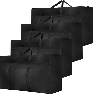 Produktbild von 4 Stš¹ck 180L Extra Gro?e Aufbewahrungstasche, Oxford Heavy-Duty Umzugstaschen mit Rei?verschlš¹ssen Handgriff, Wasserdichte Tragetasche fš¹r Umzug Bettdecken Kleidung Bettw?sche Aufbewahrung