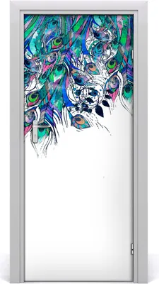 Produktbild von Tulup Türaufkleber 85x205 cm Dekorative Aufkleber Selbstklebend Wasserdichte Tapete Abnehmbar Schlafzimmer Wohnzimmer Wohnkultur - pfaufedern Wand