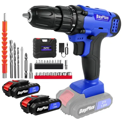 Image de Perceuse-visseuse sans fil - WZ-DRILL2 - 21 V - 2 batteries de 1,5 Ah - 45 Nm - 25+1 réglages de couple - Moteur sans balais avec 2 vitesses, éclairage LED et 26 accessoires