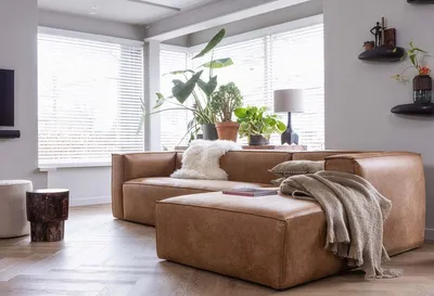 Produktbild von Ecksofa recyceltes Leder Sofa Eckcouch cognac Breite 305 cm - Recamiere rechts