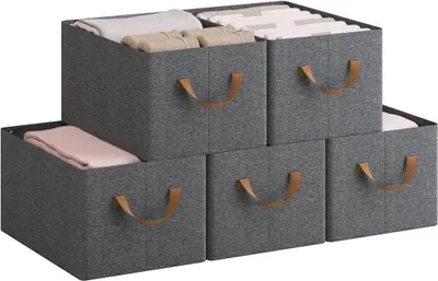 Produktbild von WOLTU Aufbewahrungsboxen 5 Stück, Organizer Box, Stapelboxen faltbar, Grau : 20L(37,5x26x20 cm) Größe: 20L(37,5x26x20 cm)