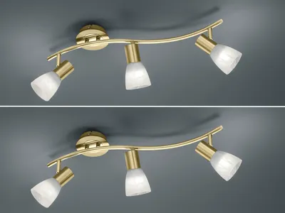 Produktbild von 2er SET 3-flammige LED Deckenstrahler Messing, Designklassiker Wohnzimmer & Flur